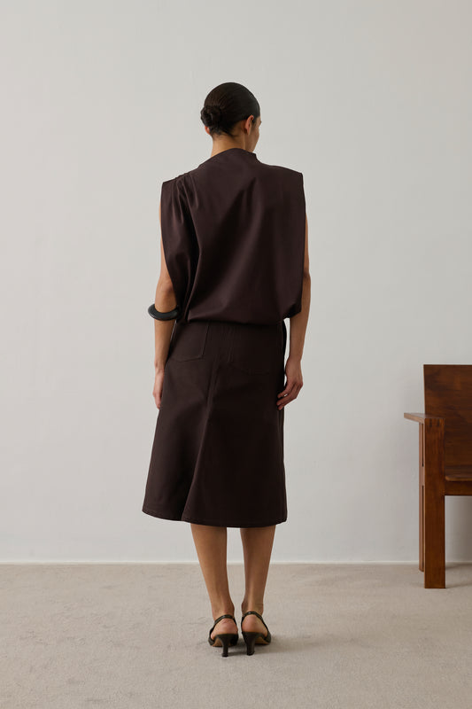 Top Idris - Marron Foncé - Coton - Femme