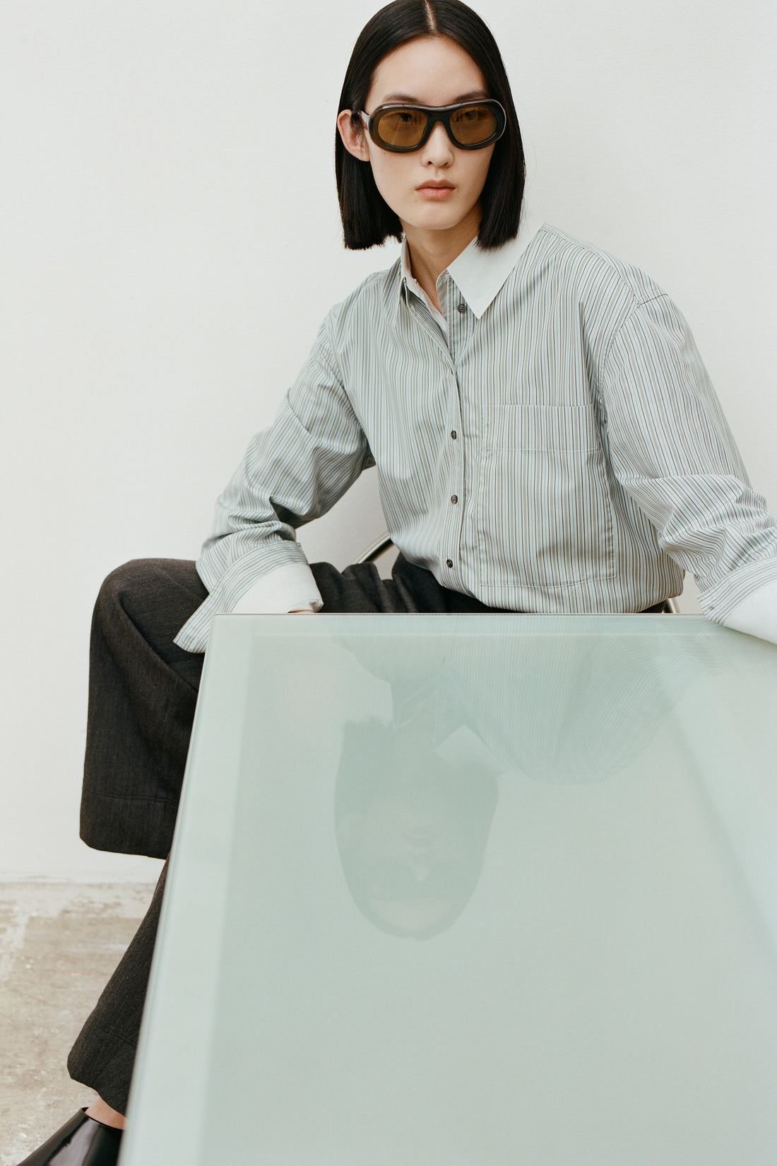 Chemise Formentera - Bleu Ciel/Noir - Coton - Femme